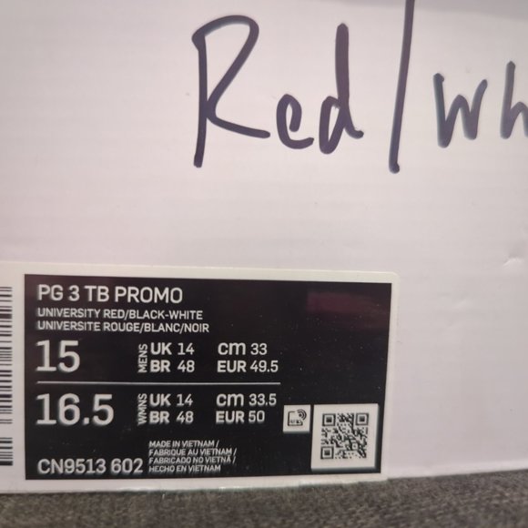 Nike Paul George 3 TB Promo Red/White, Size 15 - Picture 6 of 6